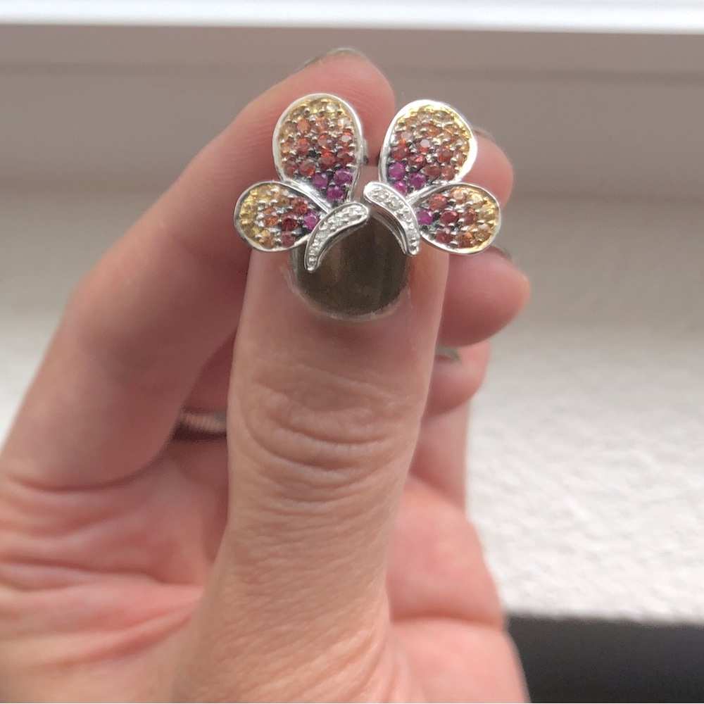Butterfly Earrings. Sterling silver and sapphire with Diamond accents